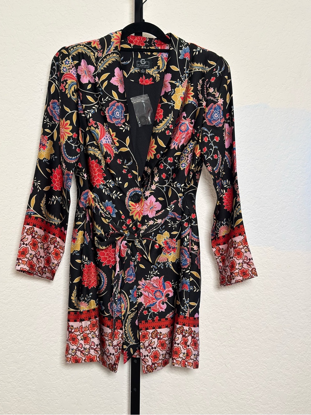 Giuliana Black Floral Jacket Dress Size S